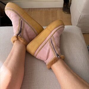 Anthropologie NEW Laidback London Setsu Platform Ankle Boot Pink Suede Boho Chic